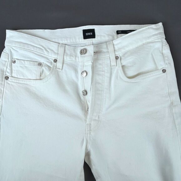 Edwin Denim - EDWIN Hana Classic Tapered Button Fly 5 Pocket White denim Jeans size 27
